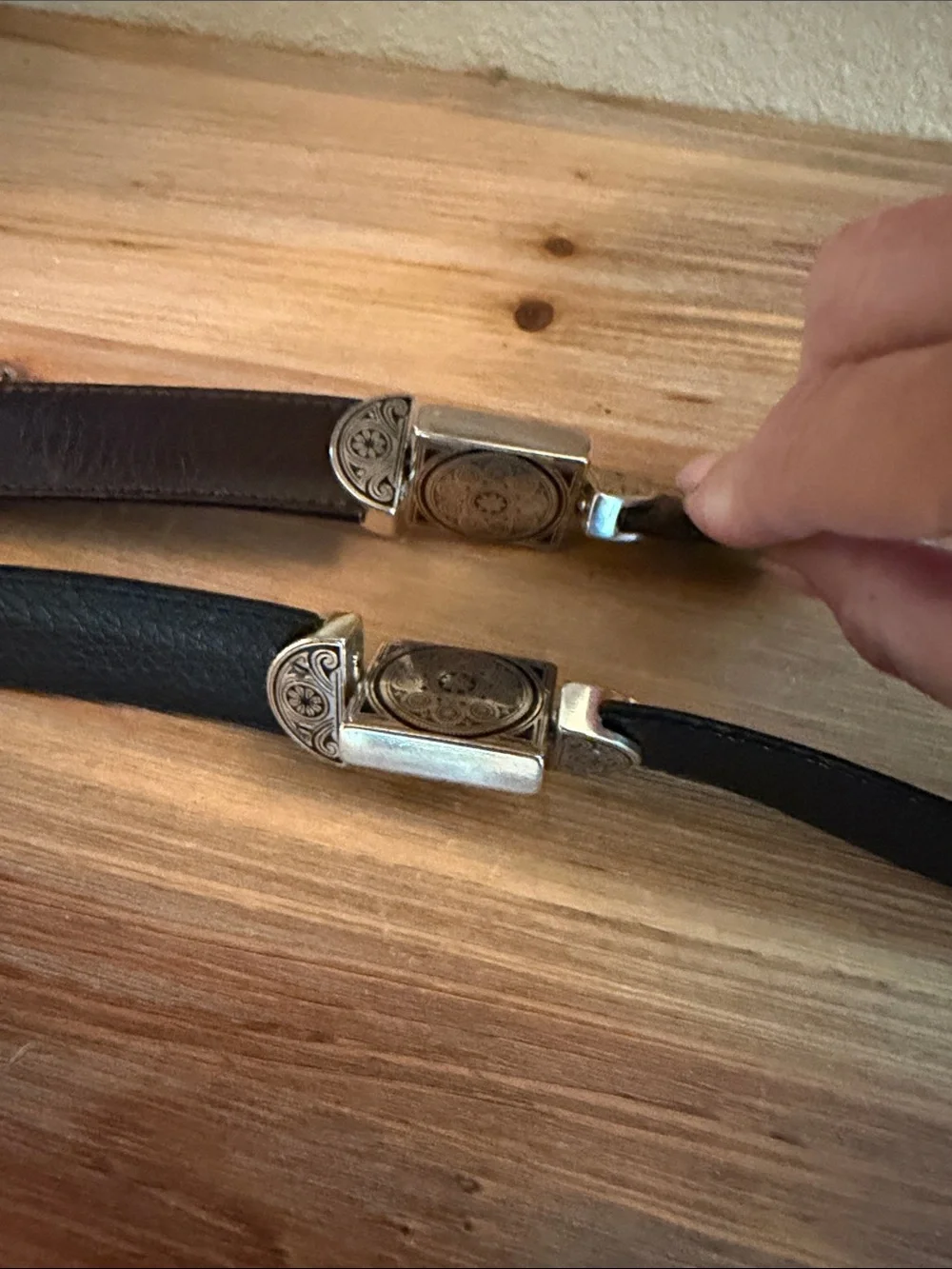 Vintage Brighton Y2K Southwestern Reversible Black/Brown & Silver Belt